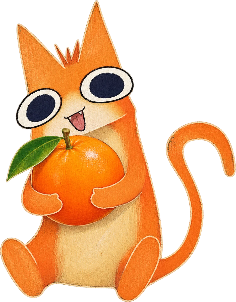 Foxii hugging a big orange