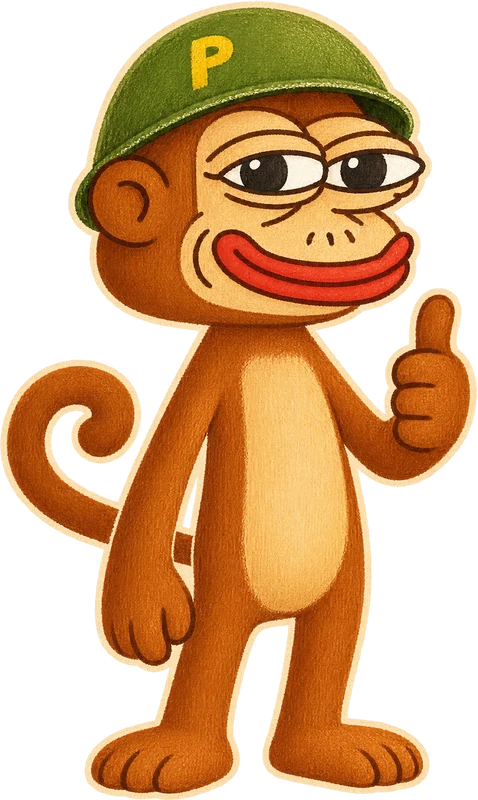 PONKE the monkey giving a thumbs up