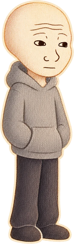 Wojak standing with his hands in his hoodie